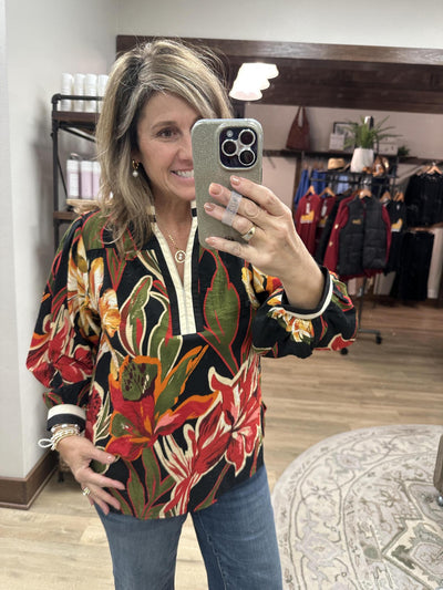 Black Floral Mix Blouse