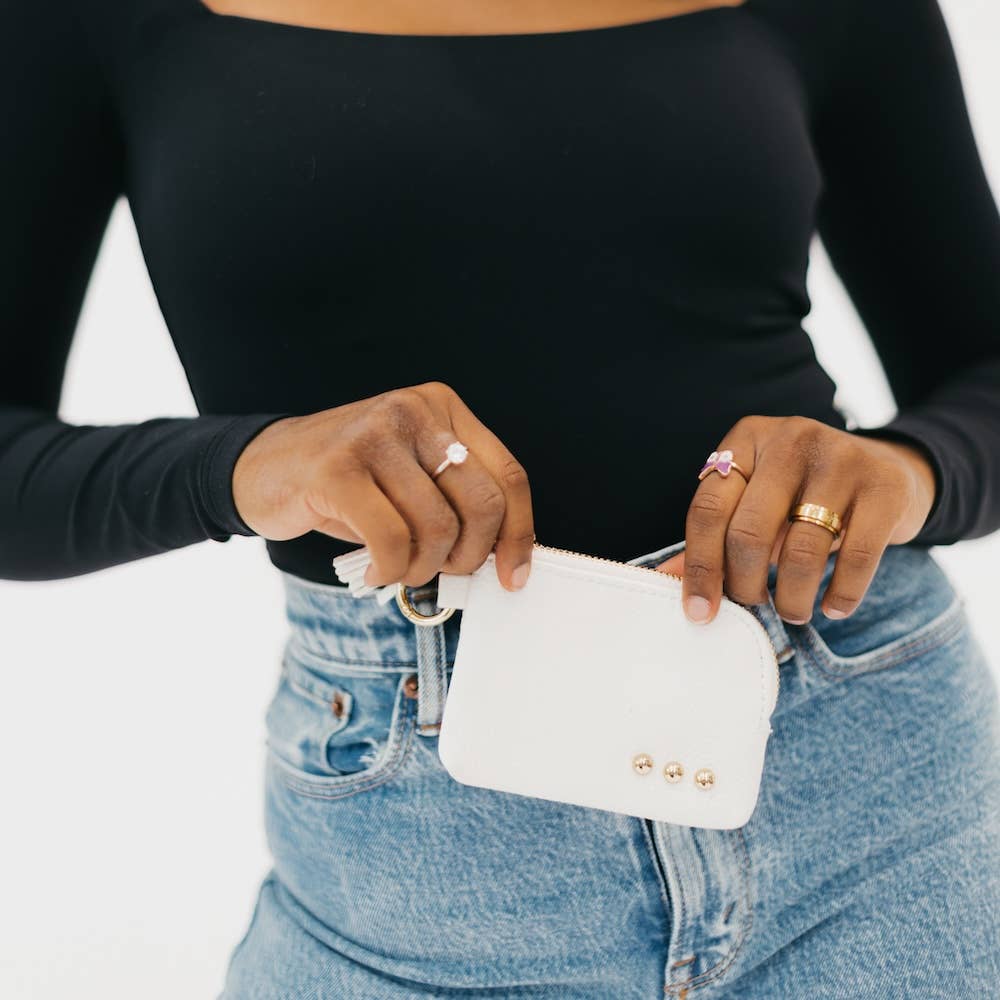 Paris Card Wallet: Woven Checkered Black