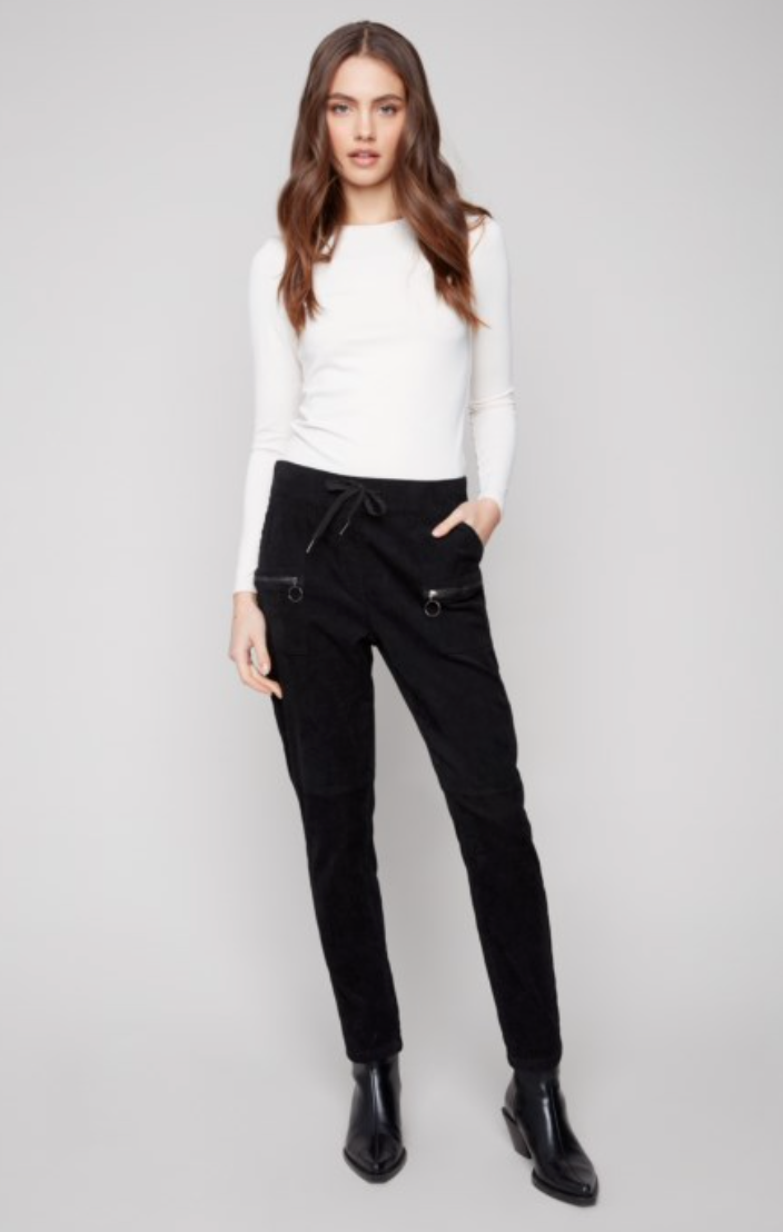 Charlie B Black Pull on Cord pants