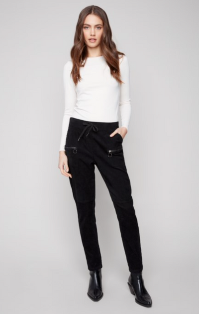 Charlie B Black Pull on Cord pants