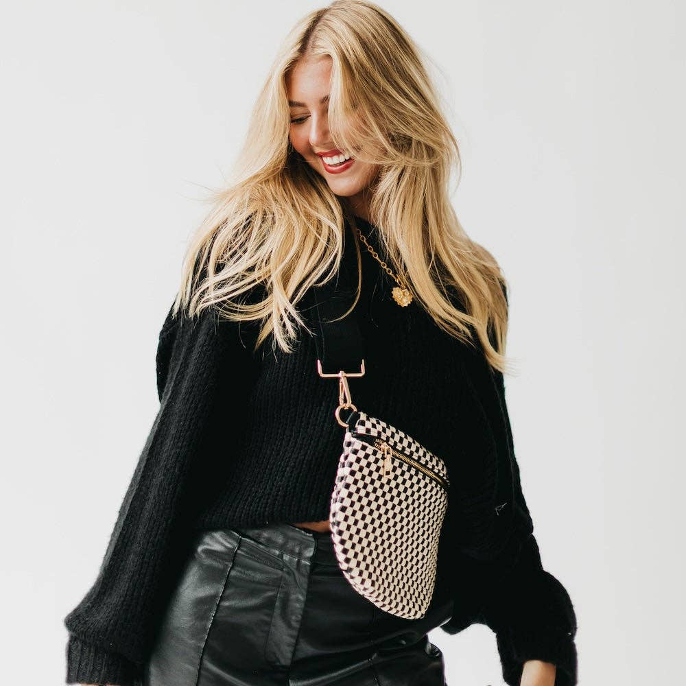 Westlyn Woven Bum Bag Checkered Black