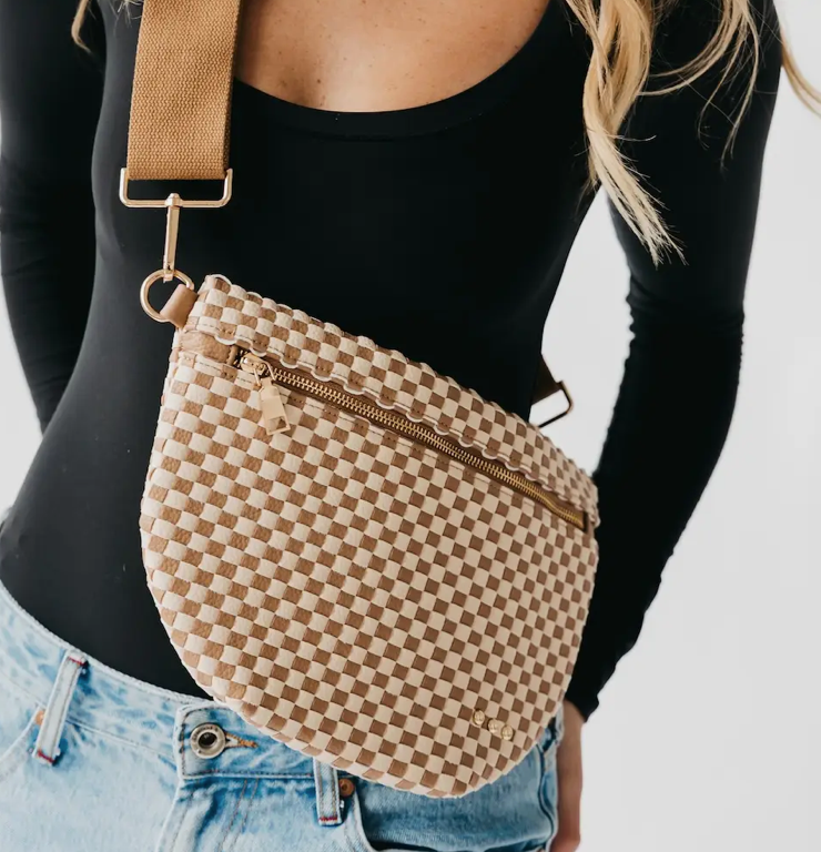 Westlyn Woven Bum Bag-Tan check