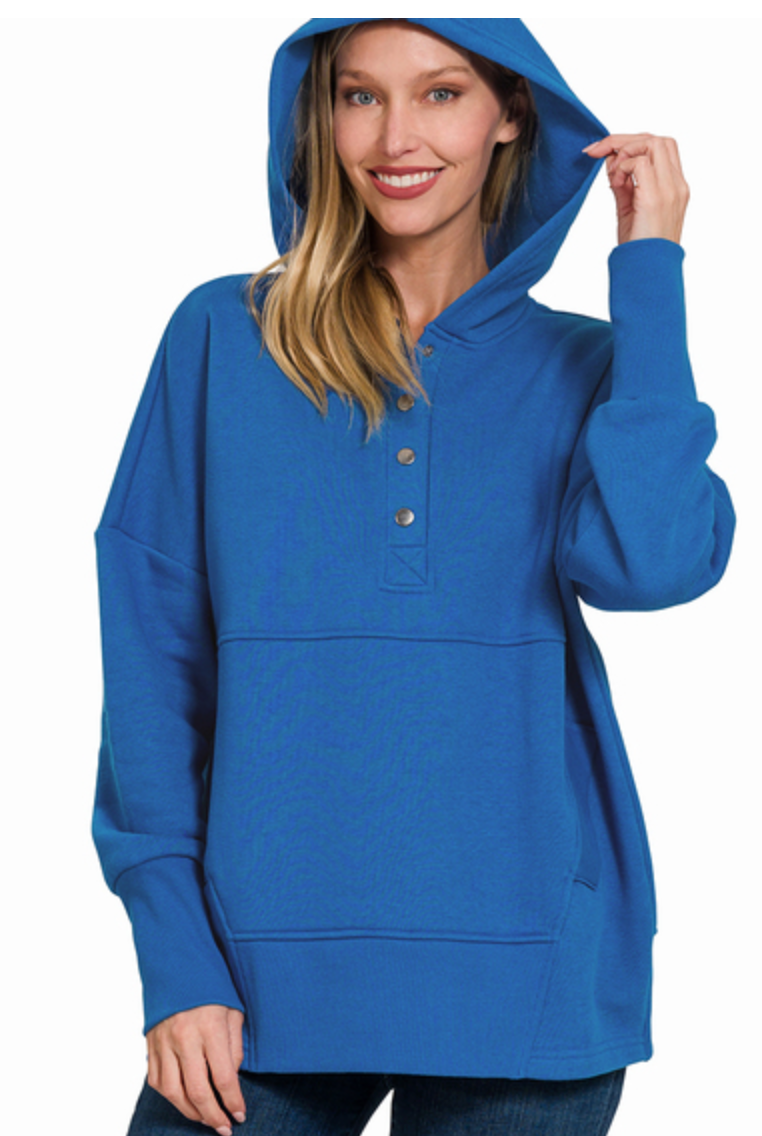 Half Button Fleece Hoodie