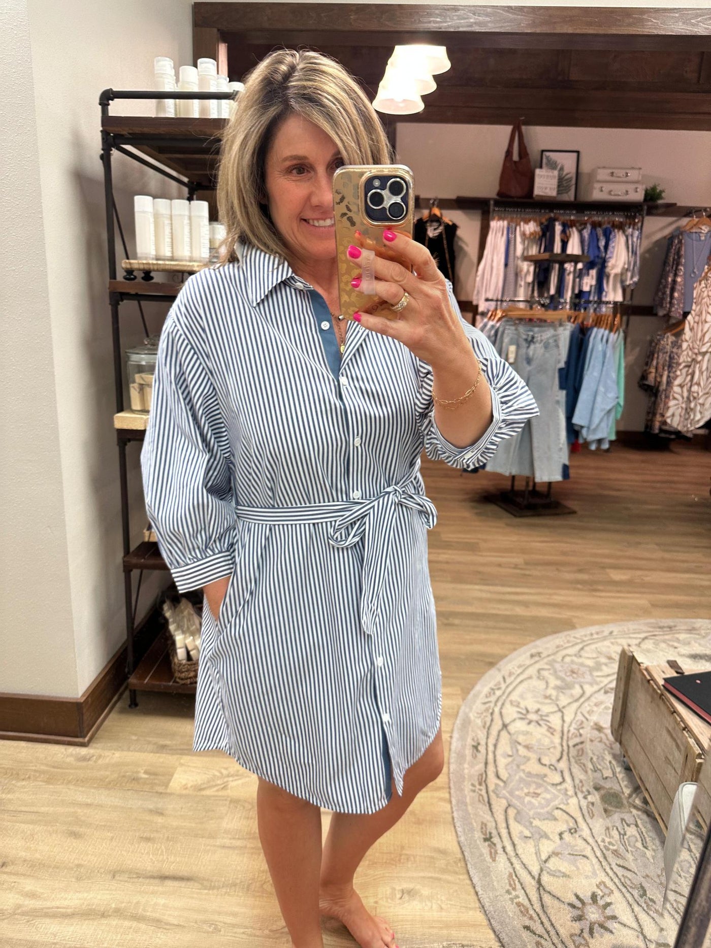 Stripe Midi Shirt Dress