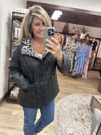 Reversible Leopard Zip Up Jacket