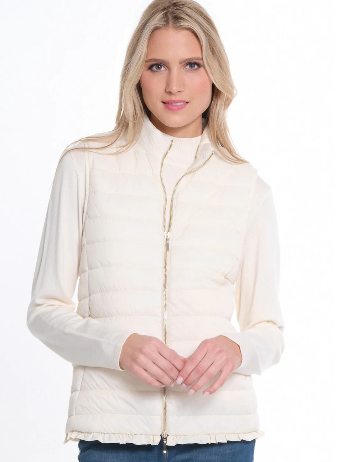 Multiples ZIP QUILTED VEST - Winter White