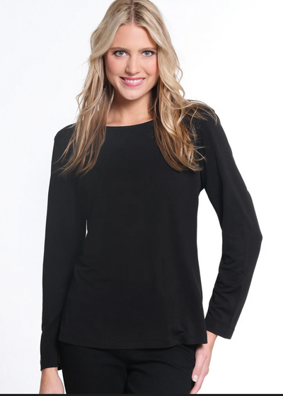 Multiples Black LS Scoop Neck