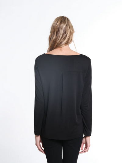 Multiples Black LS Scoop Neck