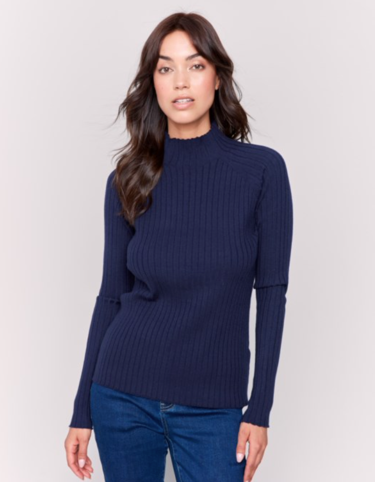 Charlie B Ribbed Knit Mock