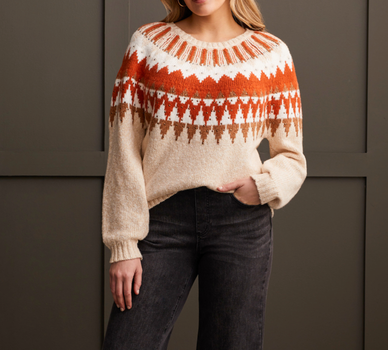 Tribal INTARSIA SWEATER-CREAM