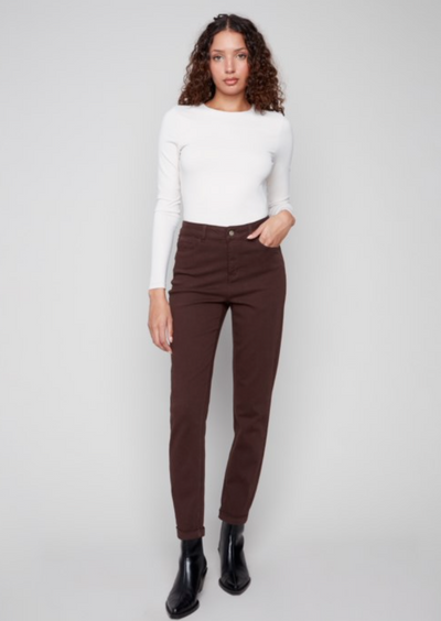 Charlie B Cuffed Hem Twill Jeans - Mocha