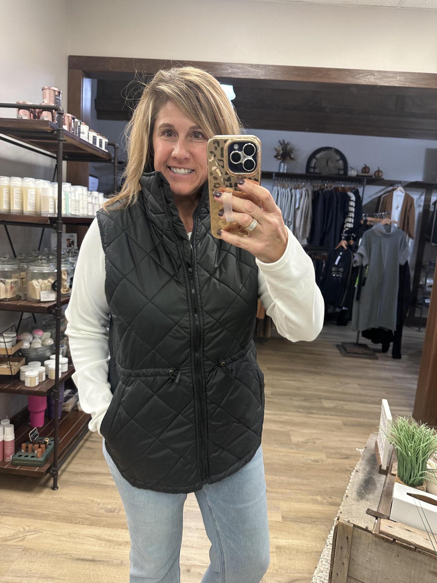 Black cinch waist Vest