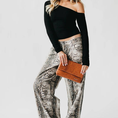 Wrenlee Woven Flap Crossbody: Brown