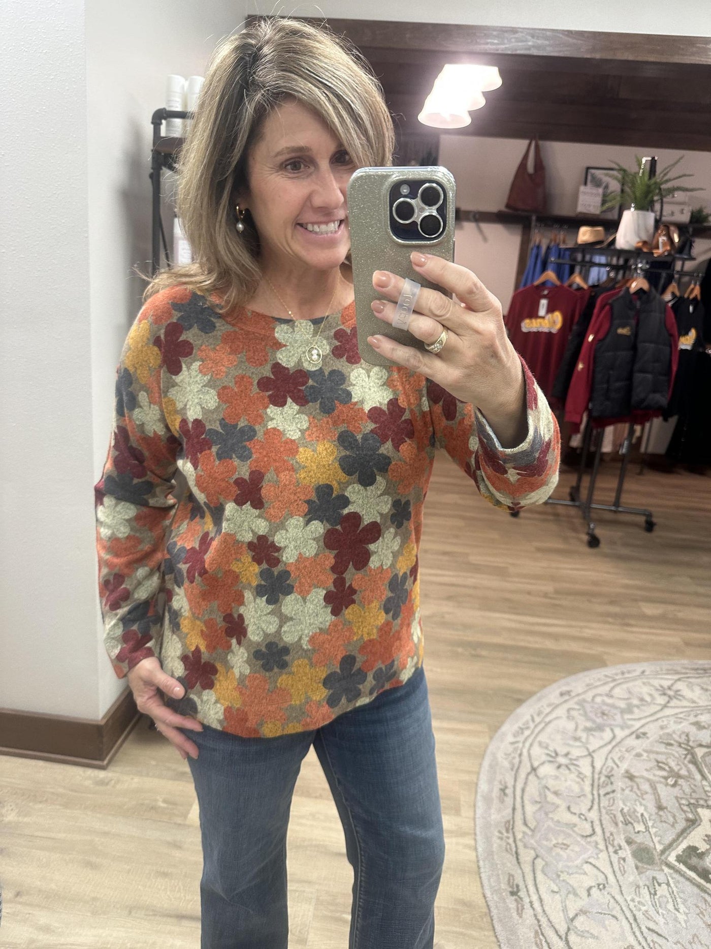 Nally & Millie Olive Floral Top