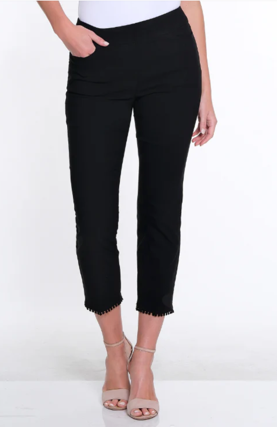 Slimsation Crop pant w/pom trim