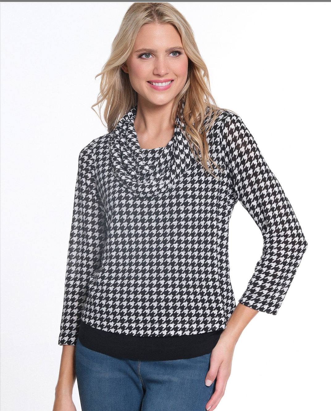 Multiples Hi Lo Houndstooth top