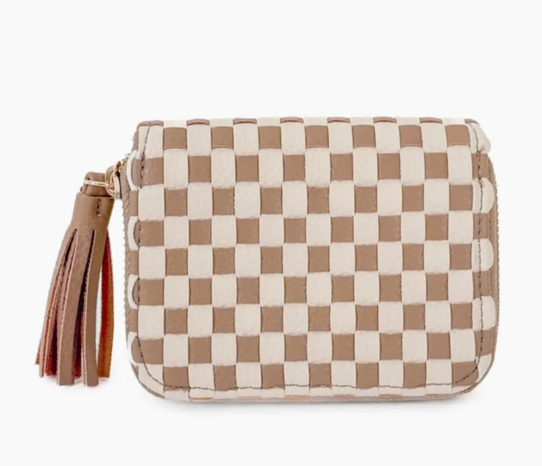 Wynona Woven Wallet-tan Chk