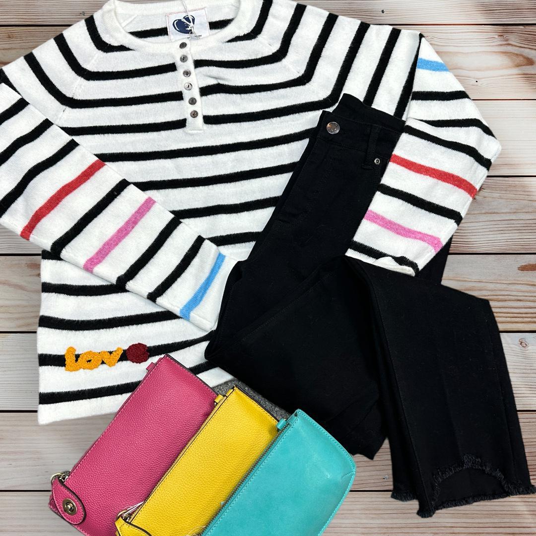 Black stripe Love Sweater