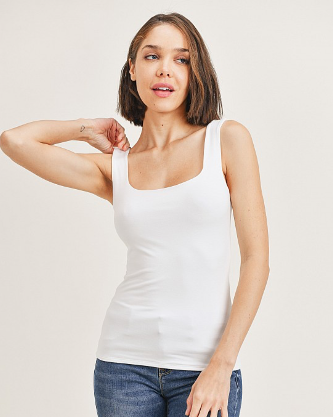 DBL LAYERED SQUARE NECK TANK