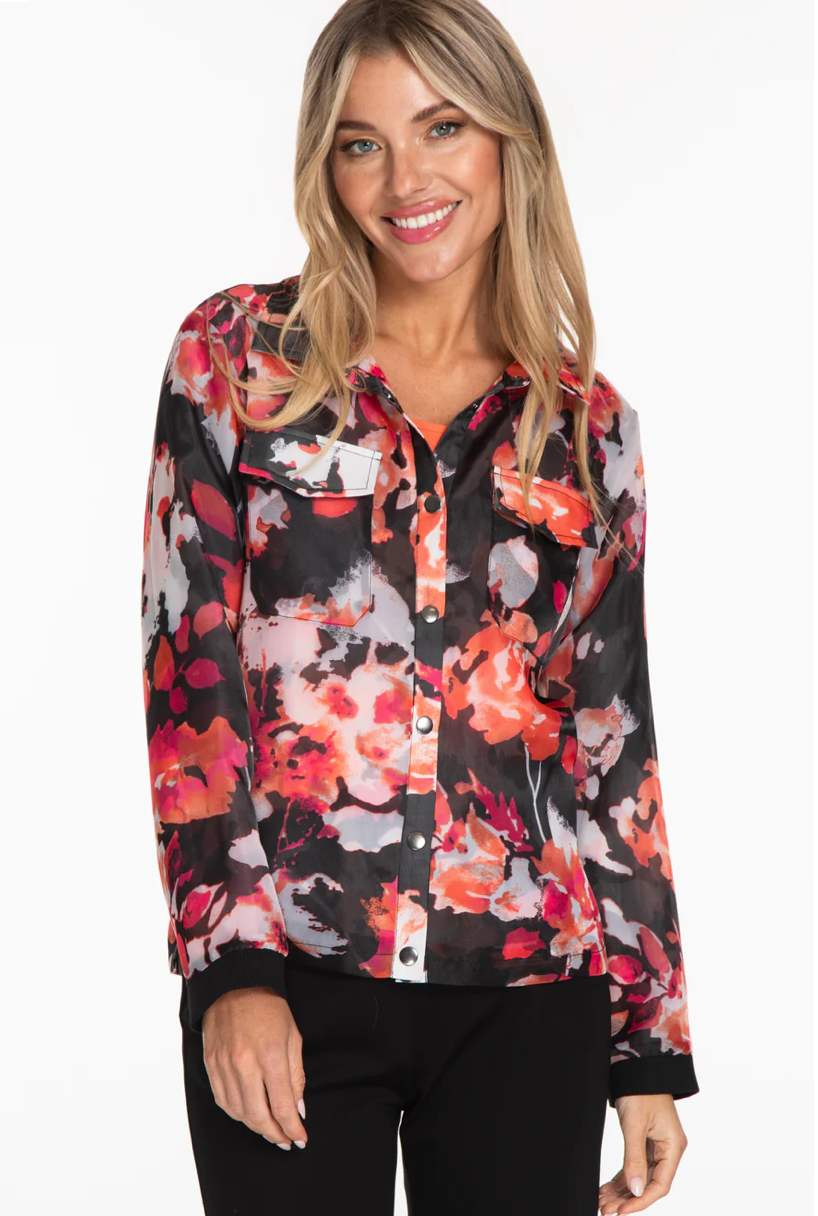 Floral print Mesh Knit Jacket
